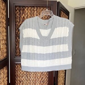 SO Women's V-Neck Sweater Vest in Gray and White